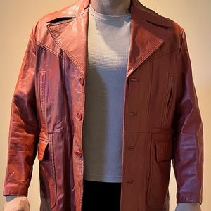 Sears Vintage Leather Jacket - Orange, Size 42 - Item #t08-50